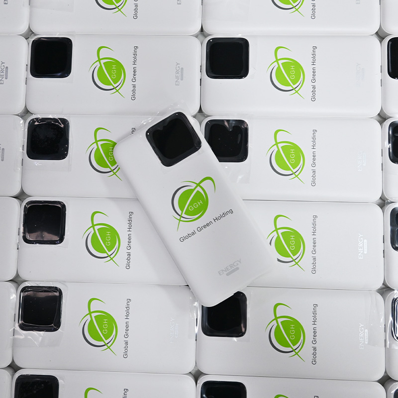 ผลงานพาวเวอร์แบงค์ สกรีนโลโก้ Global Green Holding